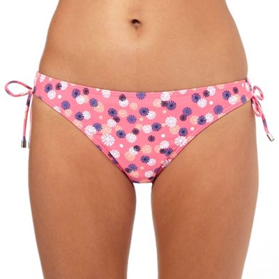 Beach Collection Pink dandelion print bikini bottoms